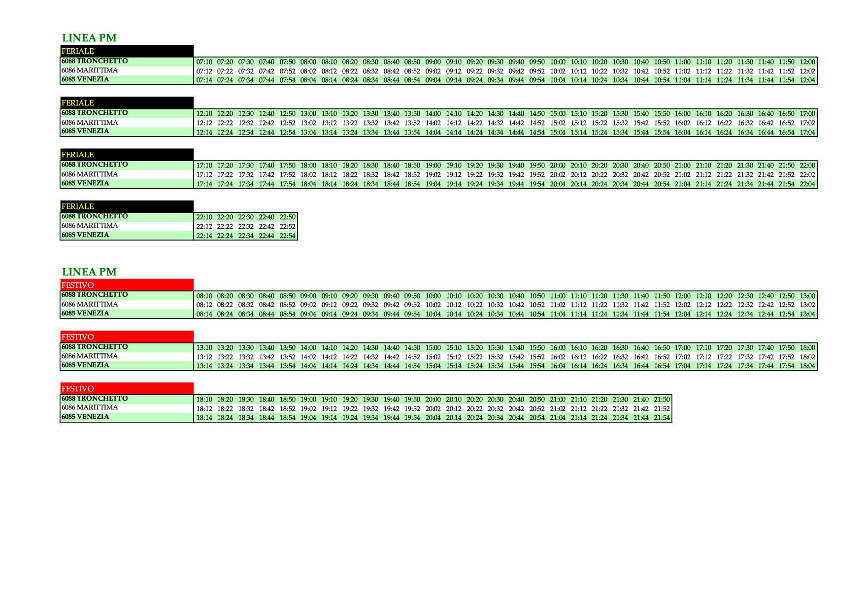 Fahrplan Venedig – Linie People Mover